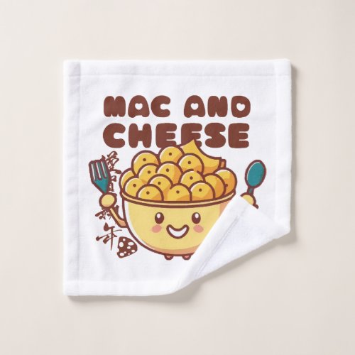 I Love Mac and Cheese Kawaii Wash Cloth