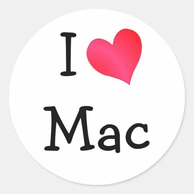 I Love Mac Classic Round Sticker (Front)