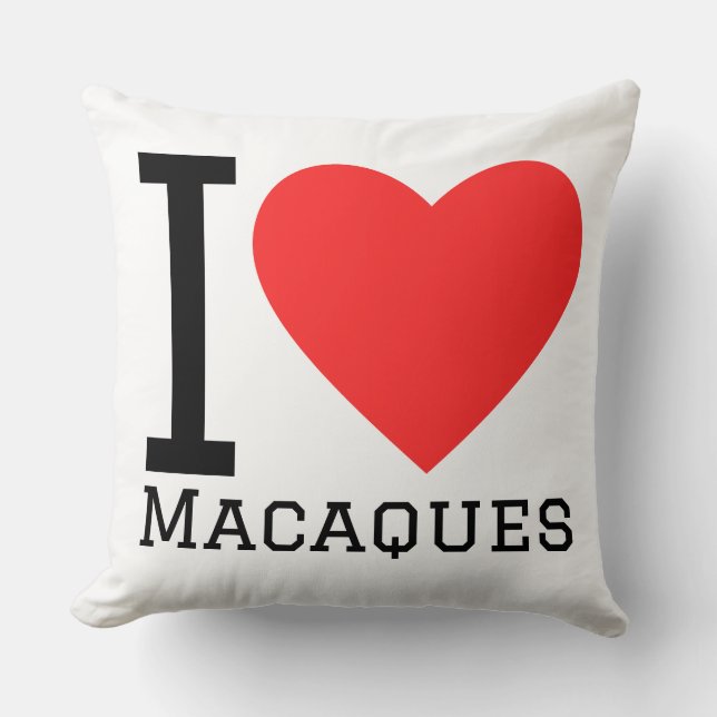 I love macaques  throw pillow (Front)