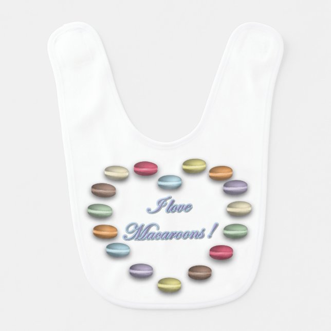 I Love Macaroons Baby bib (Front)