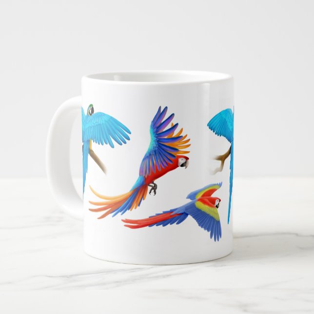 I Love Macaw Parrots Large Coffee Mug (Front Left)