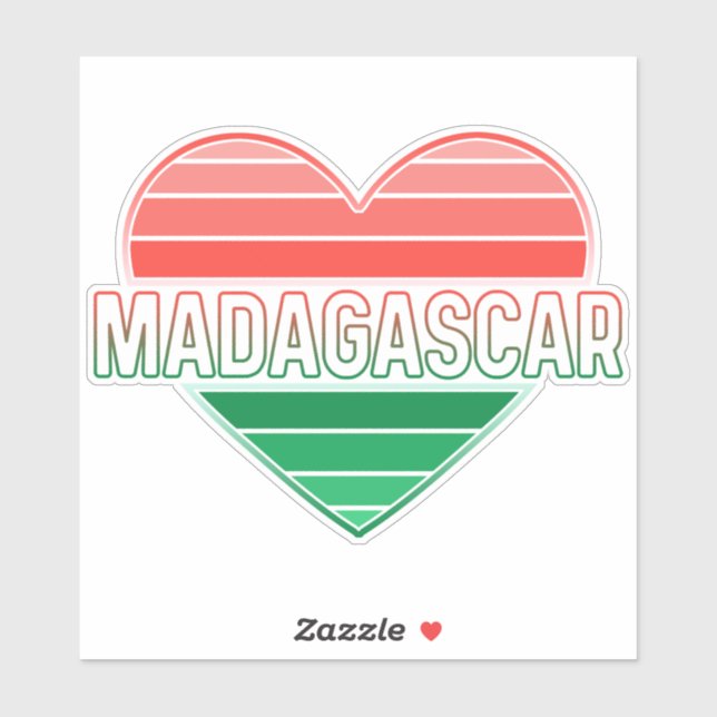 I Love Madagascar, Malagasy Heart Sticker (Sheet)