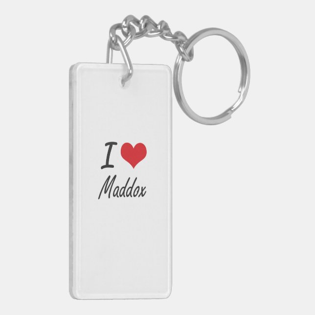 I Love Maddox Keychain (Back Left)