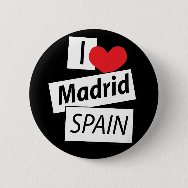 I Love Madrid Spain Button (Front)