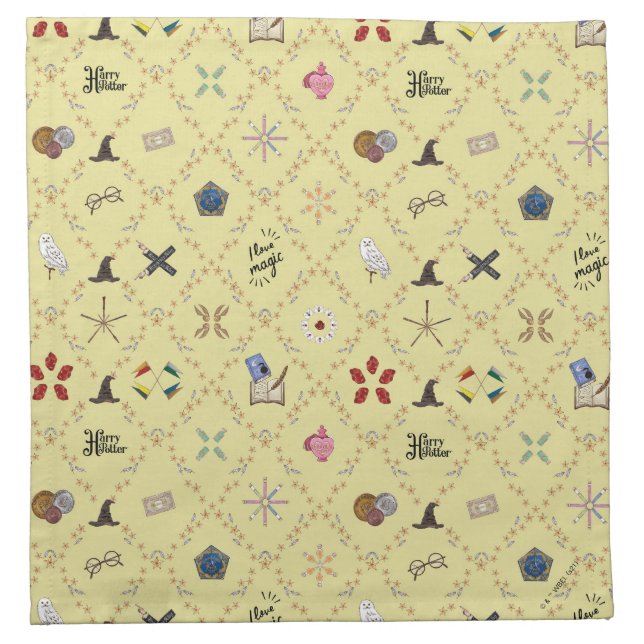 "I Love Magic" Diamond Pattern Cloth Napkin (Front)