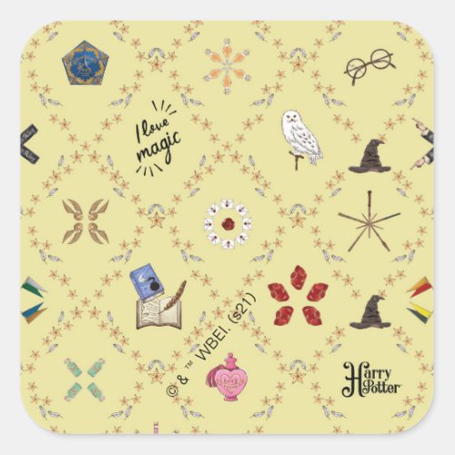 I Love Magic Diamond Pattern Square Sticker