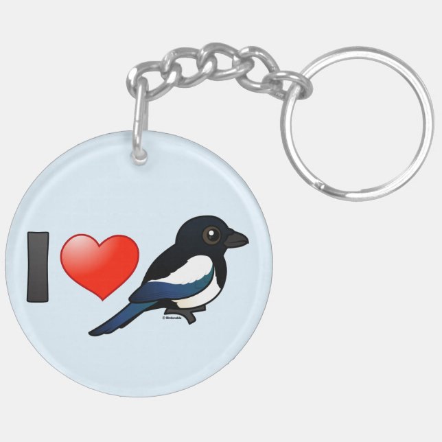 I Love Magpies Keychain (Back Right)