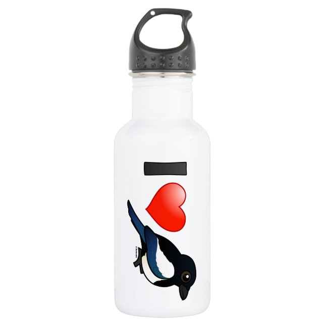 I Love Magpies Stainless Steel Water Bottle (Front)