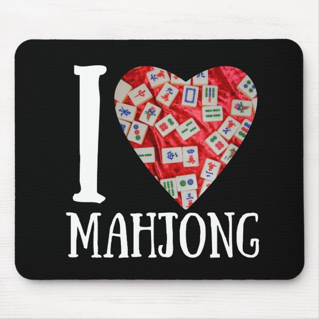 I love mahjong | Funny mahjong Mouse Pad (Front)