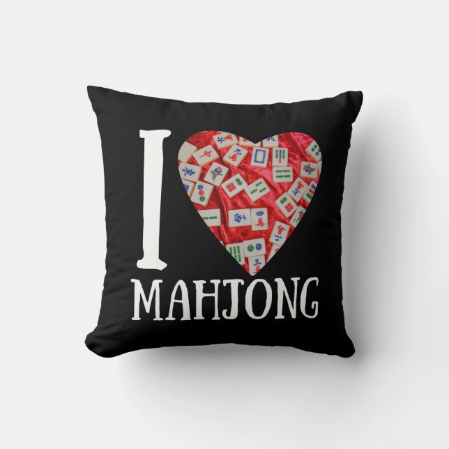 I love mahjong | Funny mahjong Throw Pillow (Front)