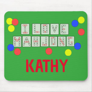 I Love Mahjong -Lettered Tiles - Personalized Mouse Pad