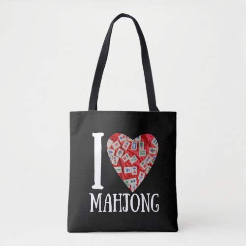 I love mahjong _ mahjong tiles heart tote bag