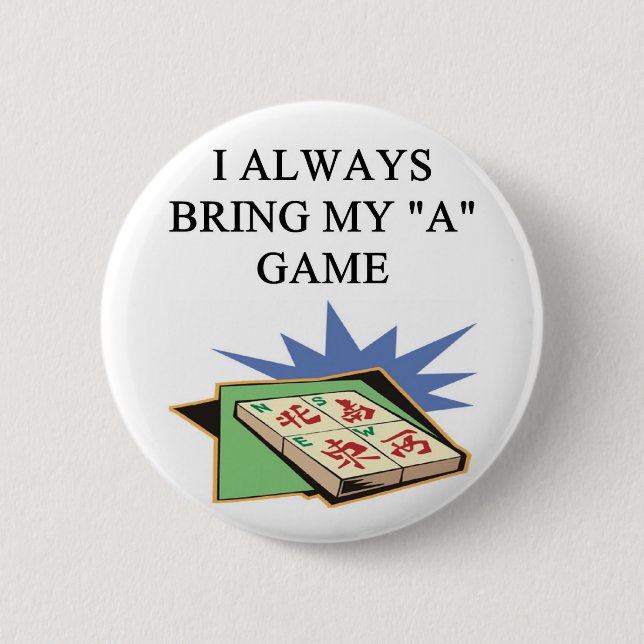 i love mahjong player pinback button (Front)