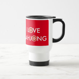 I Love Mahjong -Wheel Replaces O (White Text) Travel Mug