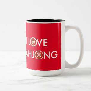 I Love Mahjong -Wheel Replaces O (White Text) Two-Tone Coffee Mug