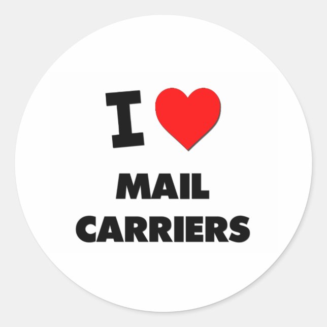 I Love Mail Carriers Classic Round Sticker (Front)