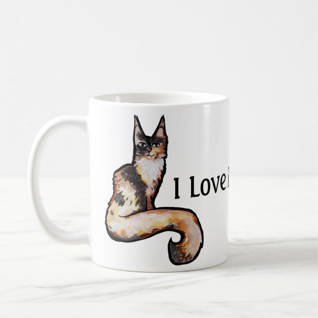 I Love Main Coons Cat Art Maine Coon Cats Caturday Coffee Mug (Left)