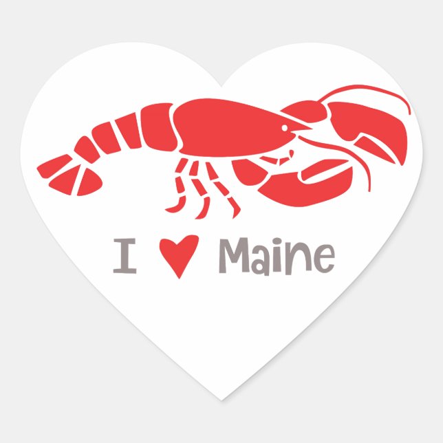 I love Maine Lobster Heart Sticker (Front)
