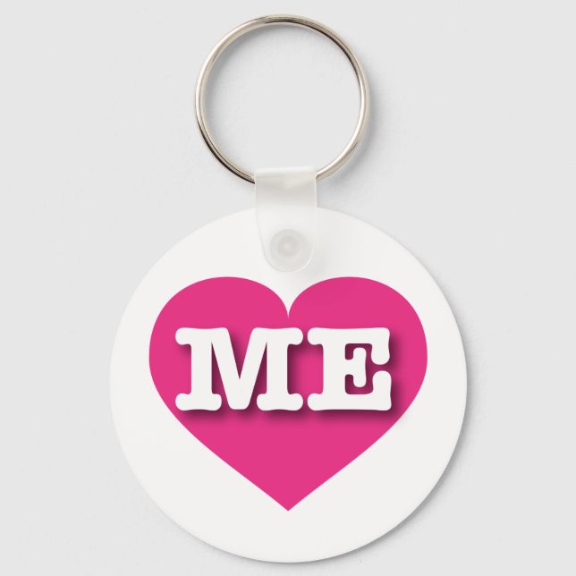 I love Maine - ME hot pink heart Keychain (Front)