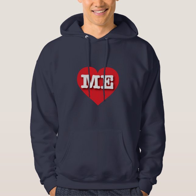I love Maine - ME red heart Hoodie (Front)