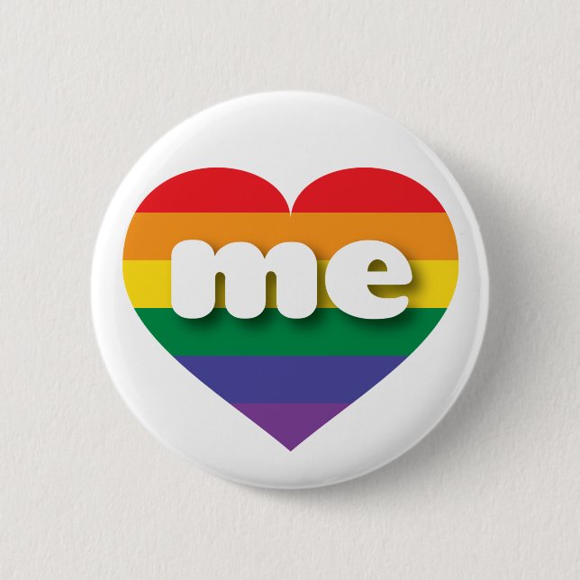 I Love Maine Rainbow Heart Button (Front)