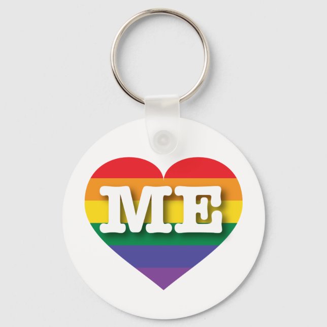 I Love Maine Rainbow Heart Keychain (Front)