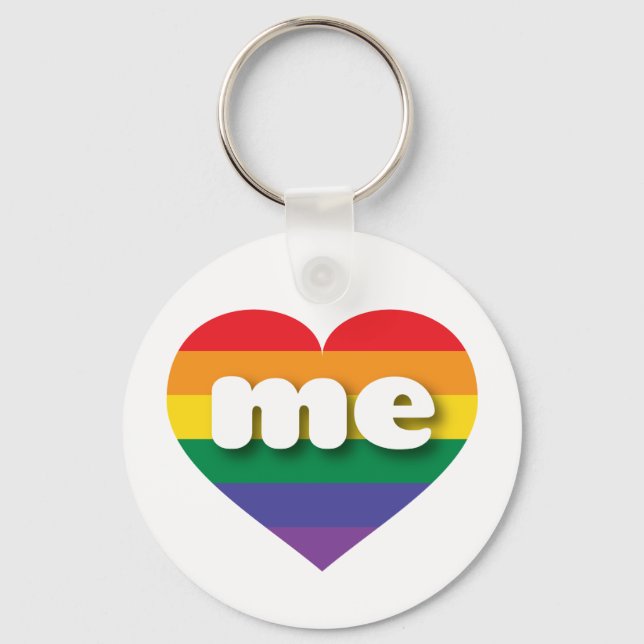 I Love Maine Rainbow Heart Keychain (Front)