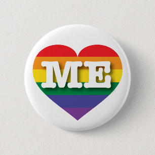 I Love Maine Rainbow Heart Pinback Button