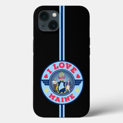 I Love Maine State Flag and Map iPhone 13 Case