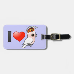 I Love Major Mitchell's Cockatoos Small Luggage Tag with leather strap