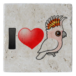 I Love Major Mitchell's Cockatoos Travertine Stone Trivet