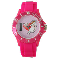 I Love Major Mitchell's Cockatoos Women's Sporty Pink Silicon Watch