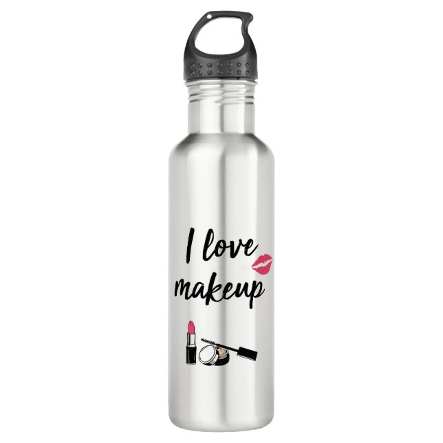 I Love Makeup Stainless Steel Water Bottle (Front)