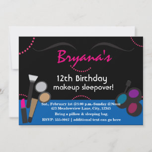 I love makeup swirl birthday party invitations