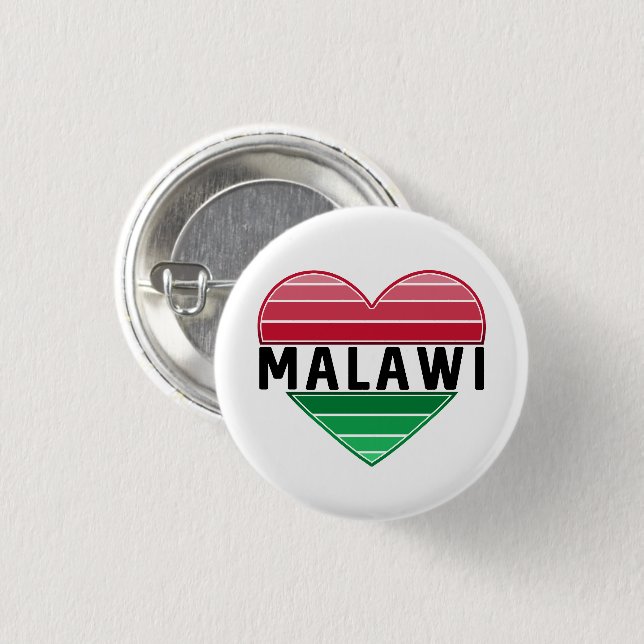 I Love Malawi, Malawian Heart Button (Front & Back)