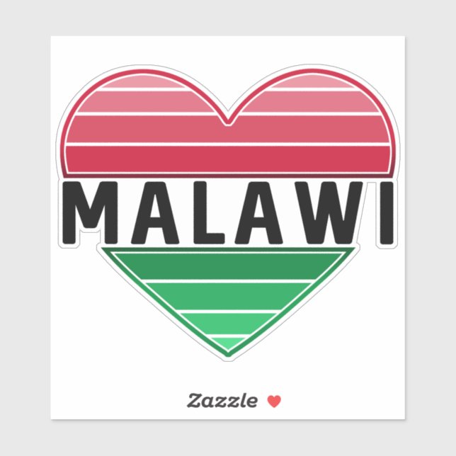 I Love Malawi, Malawian Heart Sticker (Sheet)