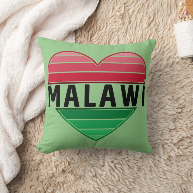 I Love Malawi, Malawian Heart Throw Pillow (Blanket)