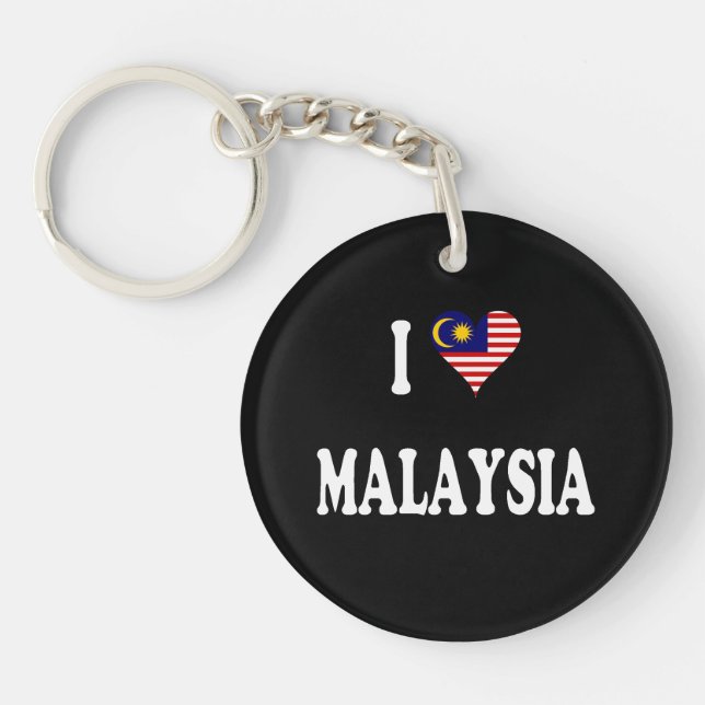 I Love Malaysia, heart-shaped flag, Keychain (Front)