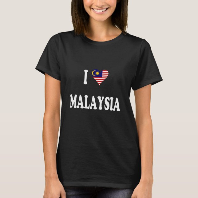 I Love Malaysia, heart shaped flag of Malaysia T-S T-Shirt (Front)