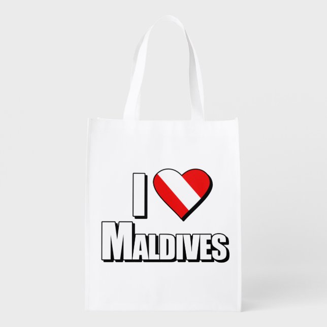 I Love Maldives Diving Grocery Bag (Back)