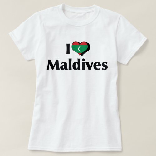 I Love Maldives Flag T_Shirt