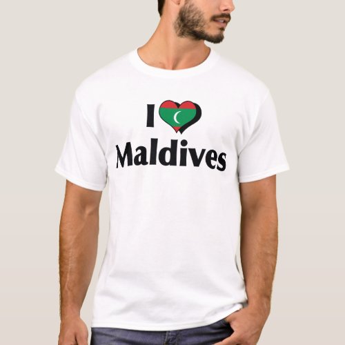 I Love Maldives Flag T_Shirt