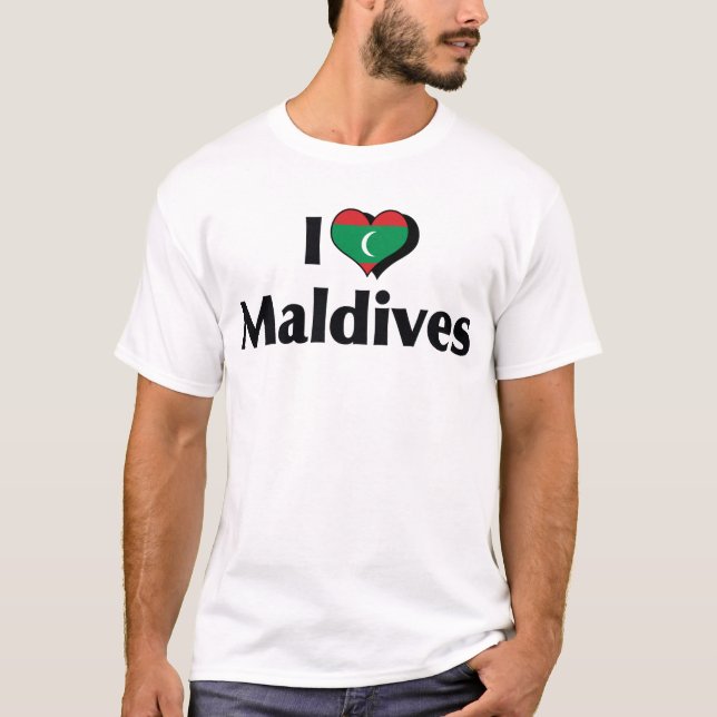 I Love Maldives Flag T-Shirt (Front)