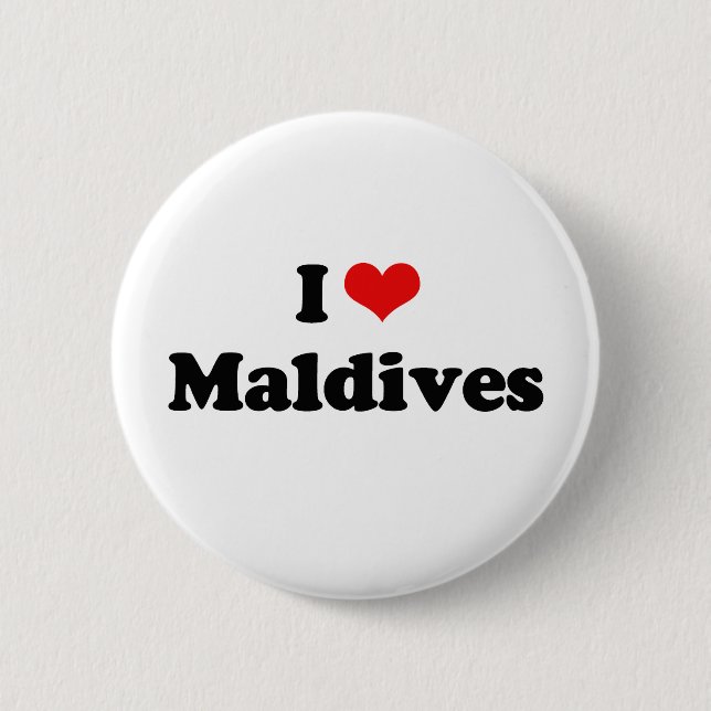 I Love Maldives Tshirt Button (Front)