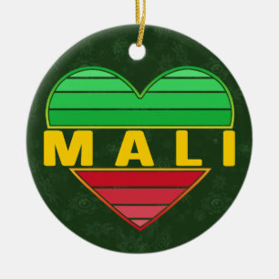 I Love Mali, Malian Heart Ceramic Ornament