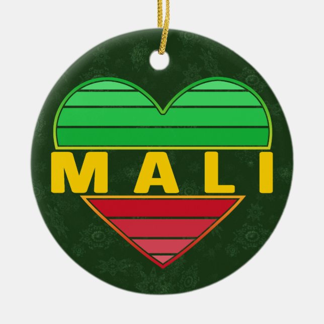 I Love Mali, Malian Heart Ceramic Ornament (Front)