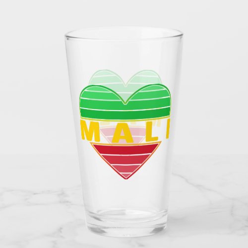 I Love Mali Malian Heart Glass