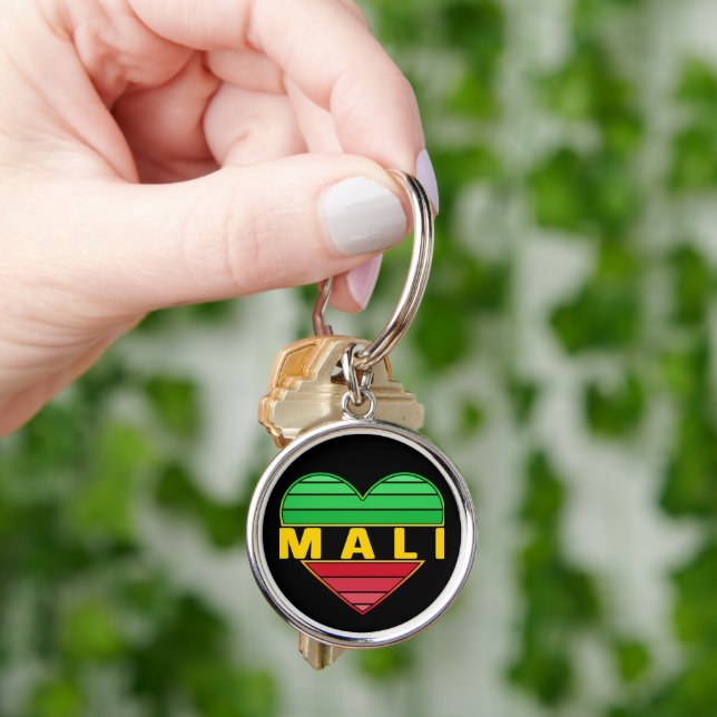 I Love Mali, Malian Heart Keychain (Hand)