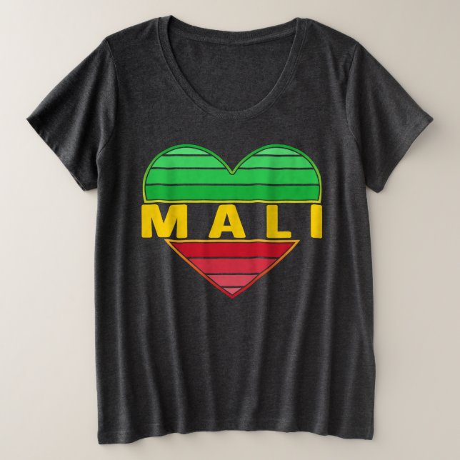 I Love Mali, Malian Heart Plus Size T-Shirt (Design Front)