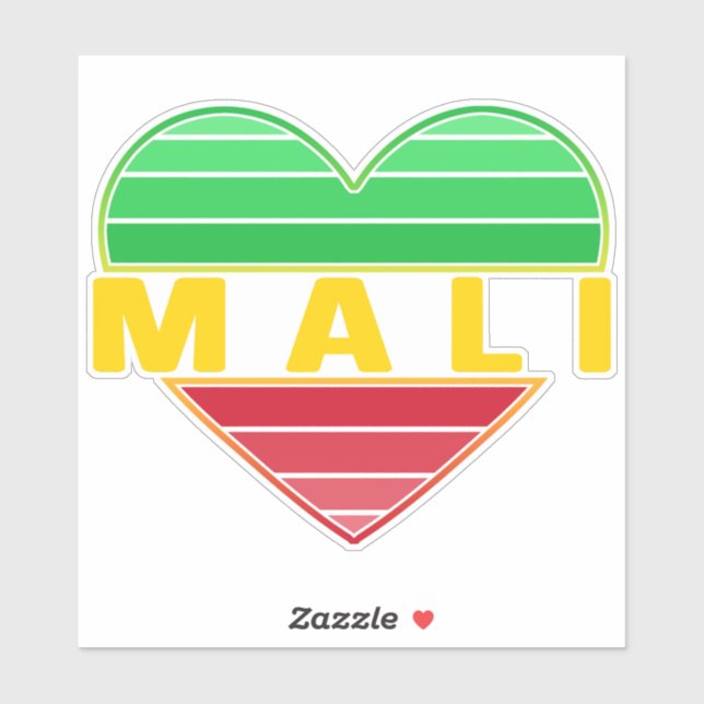 I Love Mali, Malian Heart  Sticker (Sheet)